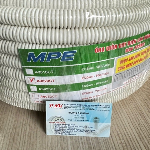 ỐNG RUỘT GÀ LUỒN DÂY ĐIỆN PHI 20 MPE