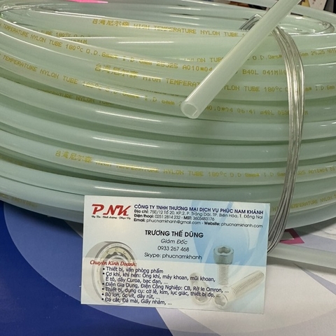 ỐNG NYLON CHỊU NHIỆT PHI 6x8MM 180C 30BAR 3MPa (CUỘN = 100M)