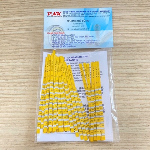 QUE GIẤY ĐO NHIỆT TRÊN VẢI TEMPERATURE TESTING STRIPS 127C - 171C (42 QUE/BỊCH)