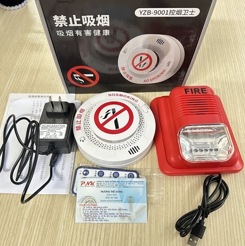 THIẾT BỊ BÁO KHÓI KHÔNG DÂY CÓ REMOTE ĐIỀU KHIỂN KẾT NỐI ĐIỆN THOẠI LOẠI 4G YZB 9001 DC12V 2A KÈM CHUÔNG BÁO