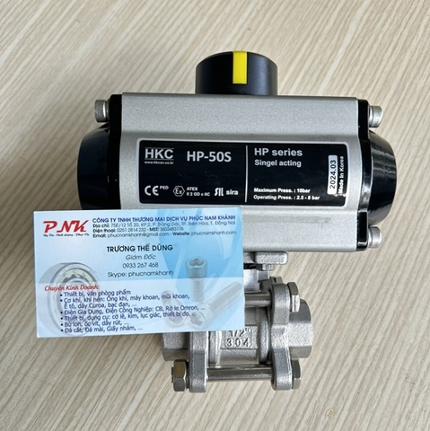 VAN BI 1 CHIỀU INOX304 REN 21 DN15 ĐIỀU KHIỂN KHÍ NÉN HKC HP-50S