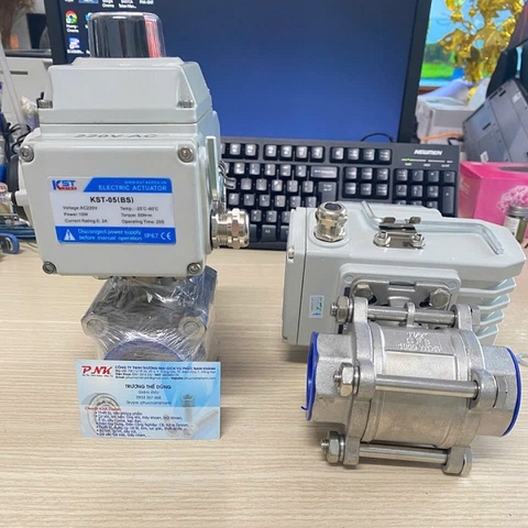 VAN BI INOX NỐI REN DN40 ĐÓNG MỞ VAN BẰNG ĐIỆN KST05(BS)
