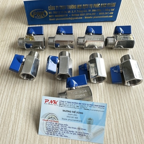 VAN BI MINI INOX304 1 ĐẦU REN TRONG 1 ĐẦU REN NGOÀI DN15 1/2 21MM