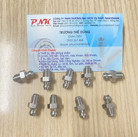 VÚ BƠM MỠ THẲNG INOX M8x1