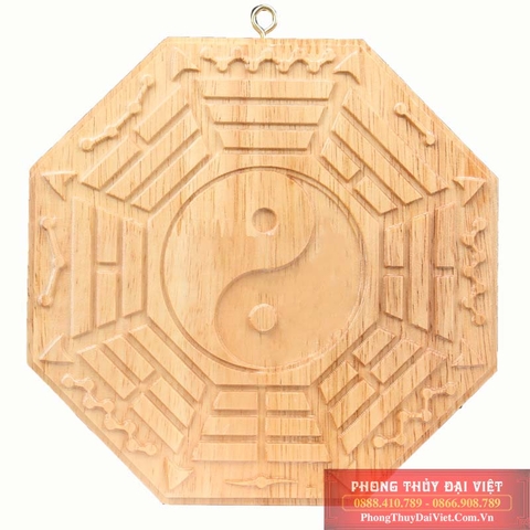 Gương bát quát gỗ đào âm dương 22 cm
