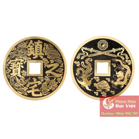 Đồng xu trấn trạch đồng nguyên chất 13cm-150g