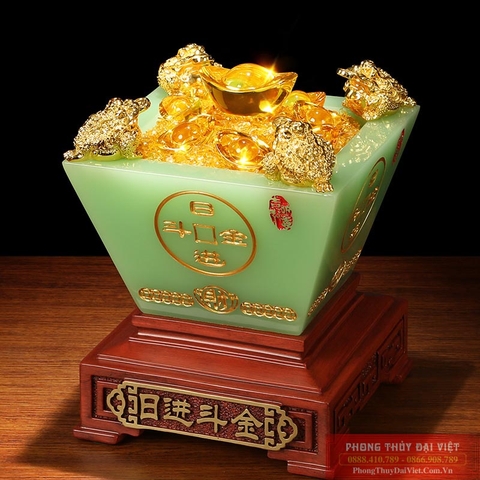 Bát tụ bảo vuông lam ngọc bột đá cao cấp 11x11x16cm - 1.9kg