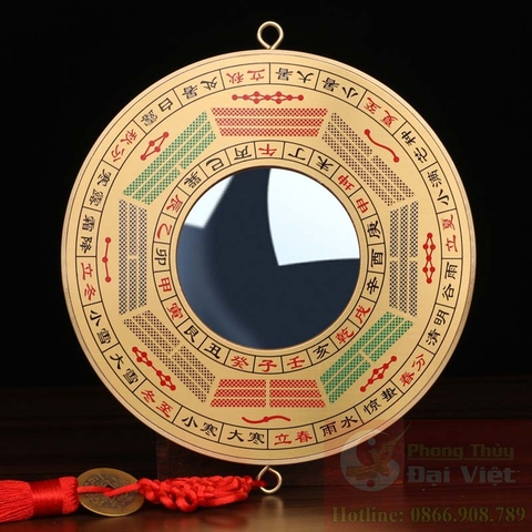 Gương bát quái tiên thiên tròn cầu lồi đồng nguyên chất 19cm