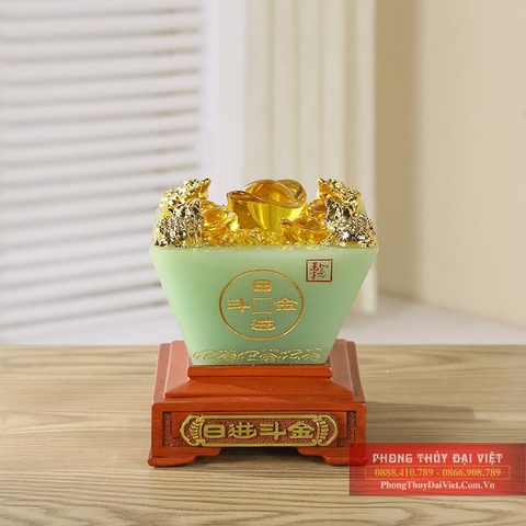Bát tụ bảo vuông lam ngọc bột đá cao cấp 15x15x20cm - 3.25kg