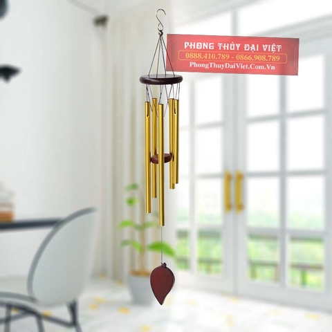 Chuông gió phong thuỷ 5 thanh hợp kim nhôm mạ đồng