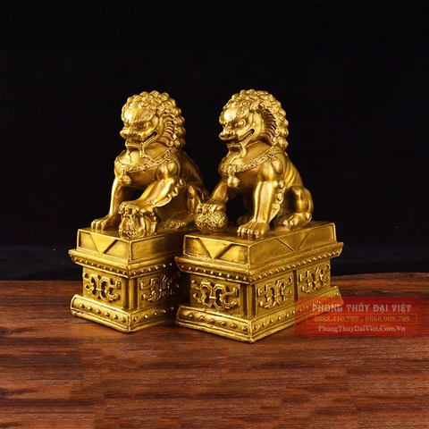 Cặp kỳ lân nghê đồng cao 21x14.5x8cm - 2.5kg