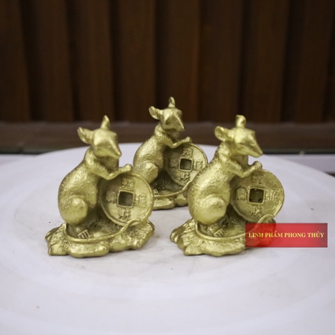 Tượng Chuột ôm đồng xu bằng đồng 8x6x4cm - 0.25kg-PVN765