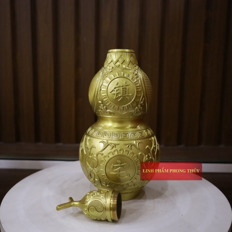 Hồ Lô Bát Quái Đồng Vàng Hoa Văn 30cm - MS3 - 1.4kg - PVN753