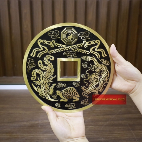 Đồng Xu Tứ Linh Trấn Trạch Đồng Nguyên Chất 23CM