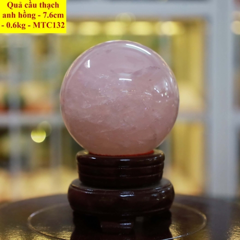 Quả cầu thạch anh hồng tự nhiên ĐK 7.6cm - 0.6kg - MTC132