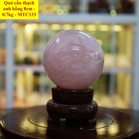 Quả cầu thạch anh hồng tự nhiên ĐK 8cm - 0.7kg - MTC133
