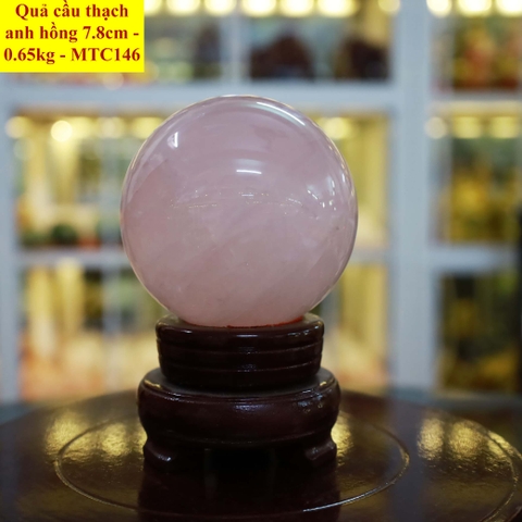 Quả cầu thạch anh hồng tự nhiên ĐK 7.8cm - 0.65kg - MTC146