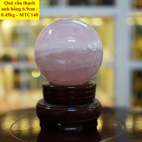 Quả cầu thạch anh hồng tự nhiên ĐK 6.9cm - 0.45kg - MTC148