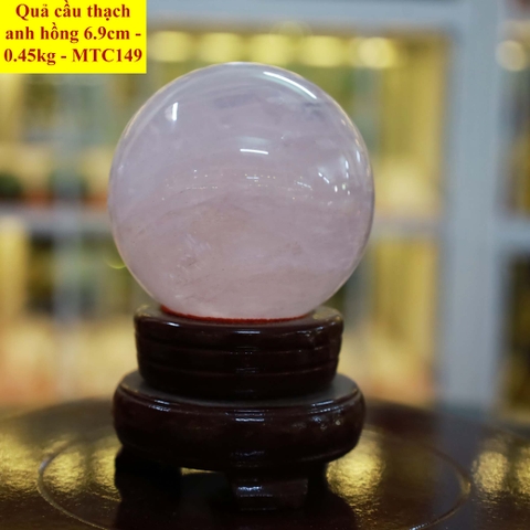 Quả cầu thạch anh hồng tự nhiên ĐK 6.9cm - 0.45kg - MTC149