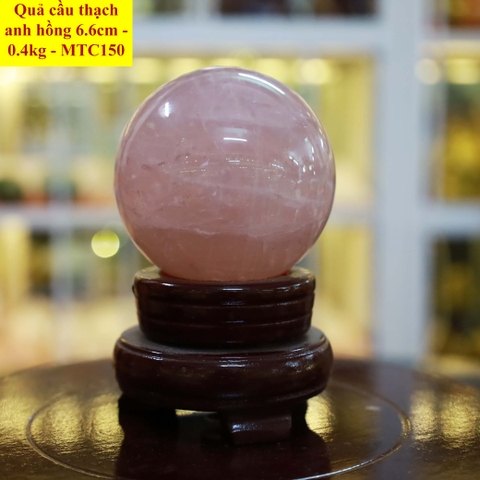 Quả cầu thạch anh hồng tự nhiên ĐK 6.6cm - 0.4kg - MTC150