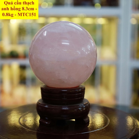 Quả cầu thạch anh hồng tự nhiên ĐK 8.3cm - 0.8kg - MTC151