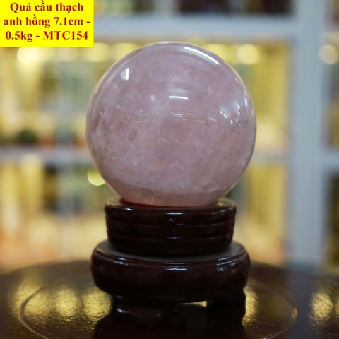 Quả cầu thạch anh hồng tự nhiên ĐK 7.1cm - 0.5kg - MTC154