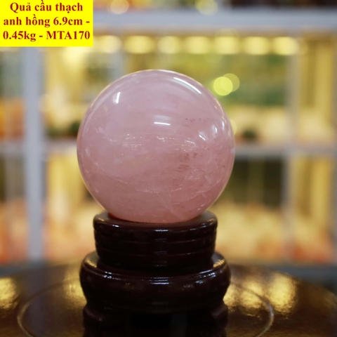 Quả cầu thạch anh hồng tự nhiên ĐK 6.9cm - 0.45kg - MTA170