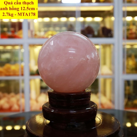 Quả cầu thạch anh hồng tự nhiên ĐK 12.5cm - 2.7kg - MTA178