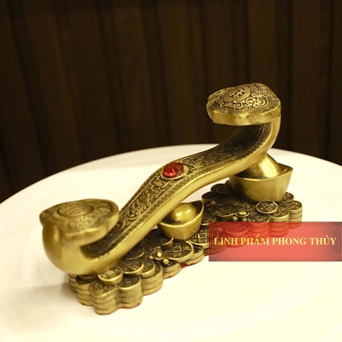 Gậy Như Ý Đồng Vàng Nguyên Chất Kích Thước 18x7x10cm - 1kg