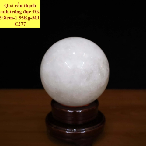 Quả cầu thạch anh trắng đục ĐK 9.8cm-1.55Kg-MTC277