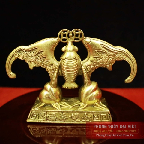 Dơi đồng phú quý đào trường thọ 14.5x10x4cm - 0.4kg