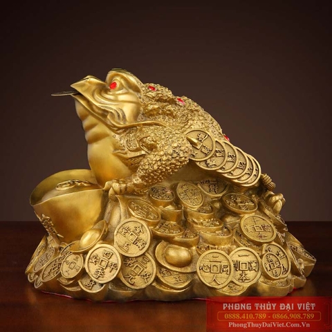 Thiềm thừ ôm thỏi vàng bằng đồng nguyên chất