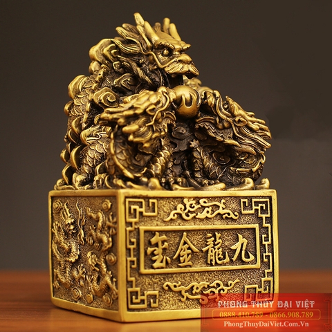 Ấn rồng cửu long đồng nguyên chất 9x9x16cm - 1.6kg
