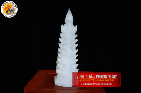 Tháp văn xương thạch anh trắng 9 tầng 20.5cm – SP001199