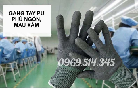Găng tay chống tĩnh điện sợi carbon phủ PU đầu ngón