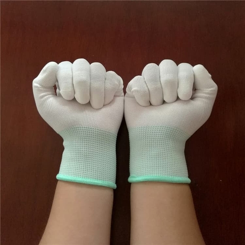 Găng tay Phủ PU đầu ngón MÀU TRẮNG chống tĩnh điện ESD