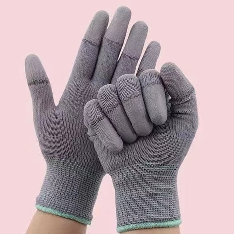 Găng tay Phủ PU đầu ngón MÀU TRẮNG chống tĩnh điện ESD