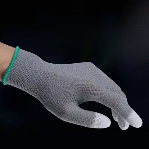 Găng tay Phủ PU đầu ngón MÀU TRẮNG chống tĩnh điện ESD