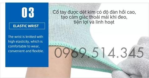 Găng tay chống tĩnh điện sợi carbon phủ PU đầu ngón