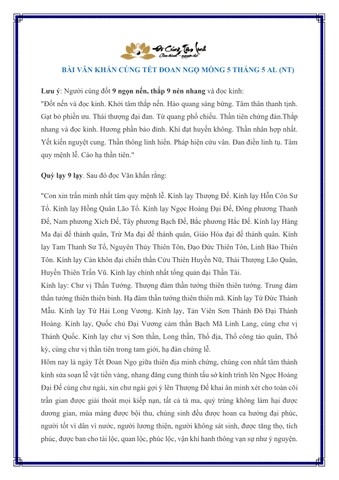 Bài Văn Khấn Cúng Tết Đoan Ngọ Ngoài Trời