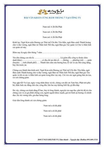 Văn Khấn Cúng Rằm Tháng 7 Tại Công Ty