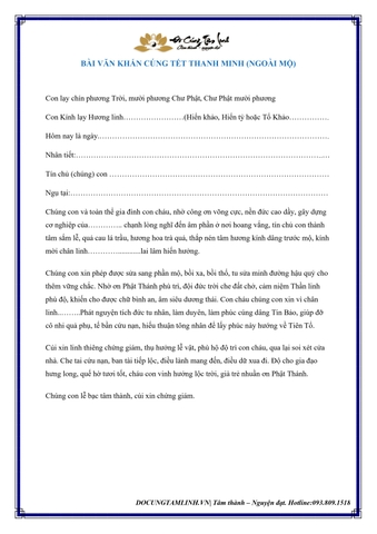 Văn Khấn Cúng Tiết Thanh Minh Ngoài Mộ