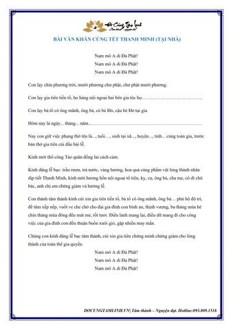 Văn Khấn Cúng Tiết Thanh Minh Ở Nhà