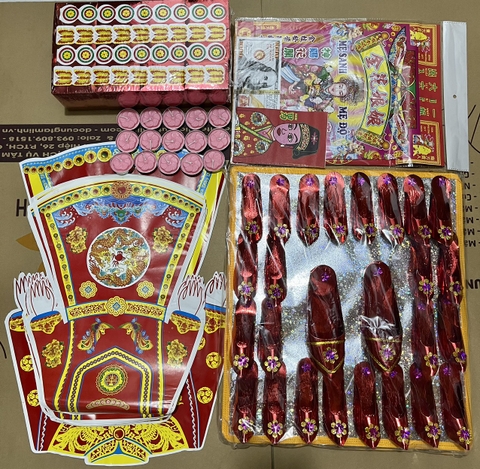 Bộ Giấy Cúng Đầy Tháng Thôi Nôi Cúng Căn Đầy Đủ Hài Sảo Tròn Tone Đỏ