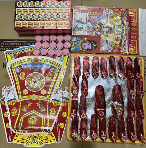 Bộ Giấy Cúng Đầy Tháng Thôi Nôi Cúng Căn Đầy Đủ Hài Sảo Tròn Tone Đỏ