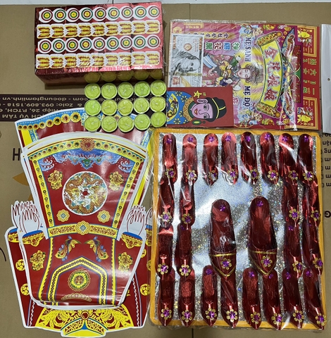 Bộ Giấy Cúng Đầy Tháng Thôi Nôi Cúng Căn Đầy Đủ Hài Sảo Tròn Tone Đỏ