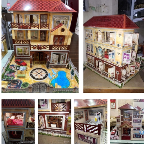 Biệt thự vàng mã TL2 (Mẫu 3D có bàn ghế, phòng ăn, phòng khách, phòng ngủ...)