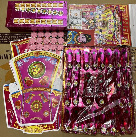 Bộ Giấy Cúng Đầy Tháng Thôi Nôi Cúng Căn Đầy Đủ Hài Sảo Tròn Tone Hồng