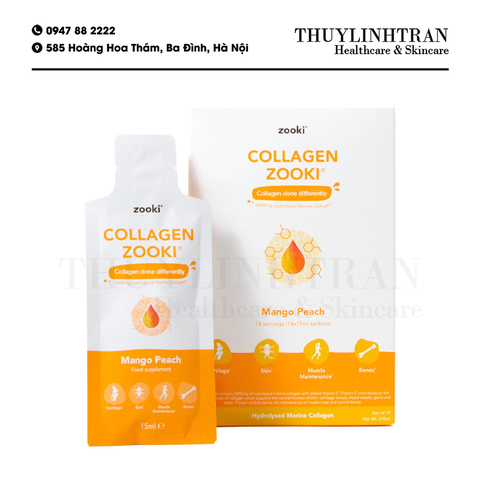 ZOOKI - Hydrolysed Marine Collagen - 30 sachet x 15ml/Collagen thủy phân dạng nước