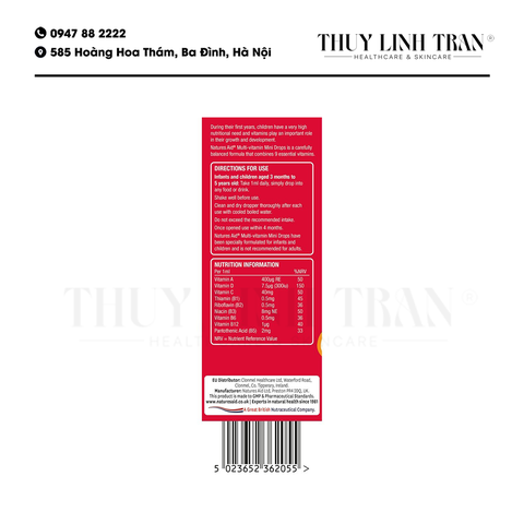 NATURE AID Mini Drops Multi-vitamin 50ml/Vitamin tổng hợp nhỏ giọt cho bé 3m-5y